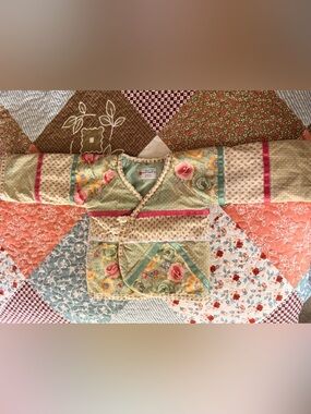 Baby - Handmade Floral Patchwork Jacket - Sage Green & Pink